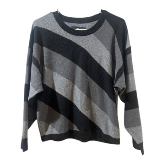 7 For All Mankind Black Striped Cozy Sweater - NWT Size Small - Picture 2 of 3